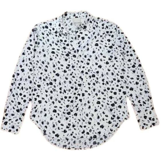 NWT INDUSTRY Satin snow leopard print button down shirt - Picture 2 of 13